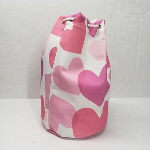 Clinique Makeup Bag Pink White Hearts Cosmetic Pouch Drawstring Travel Case